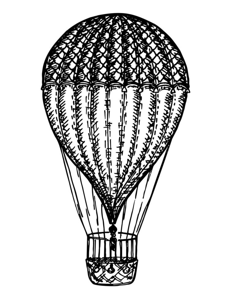 modèle de conception de logo de montgolfière. dirigeable rétro ou icône de transport. croquis de ballon à air. vecteur