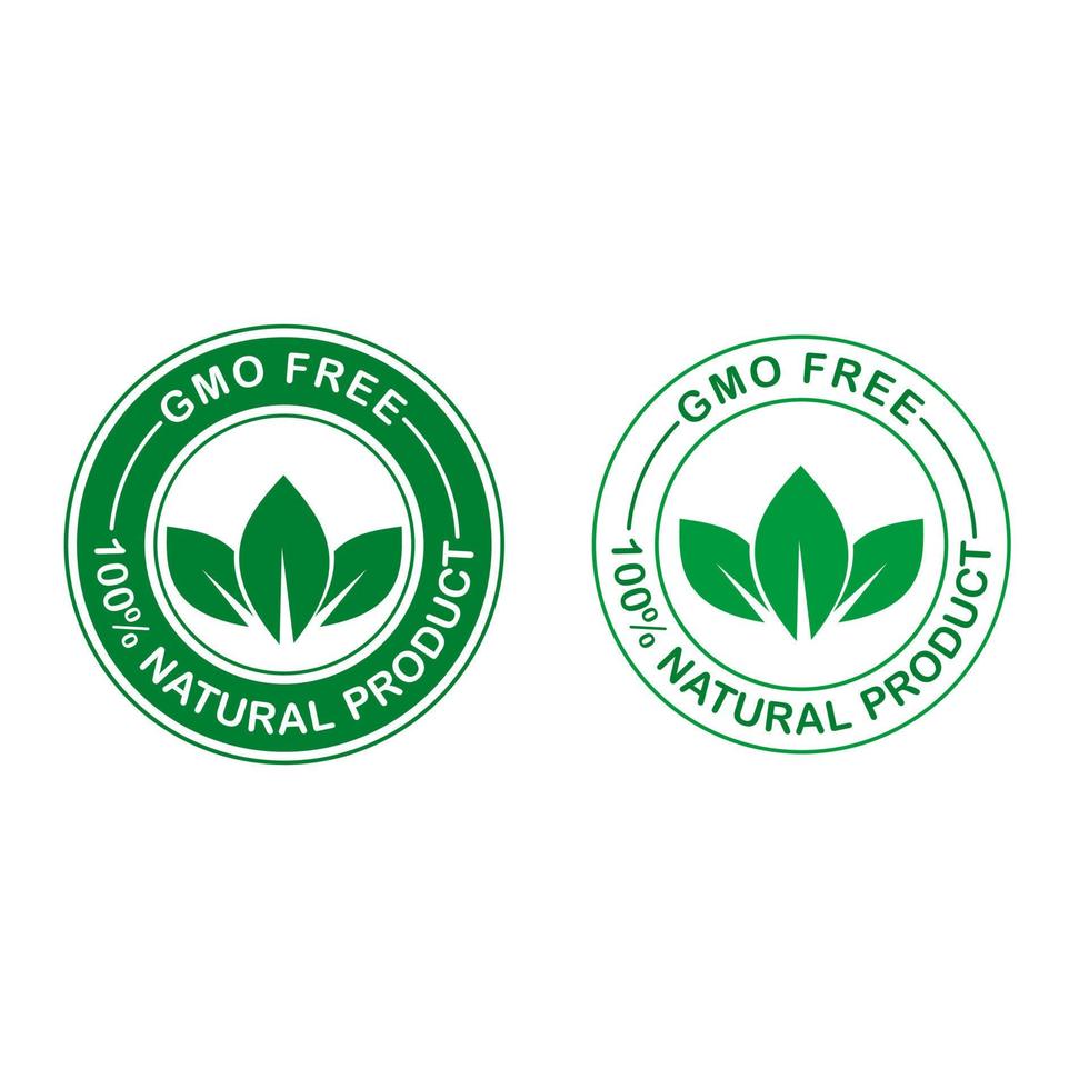 logo sans ogm. signe de logo vectoriel vert non ogm pour la conception d'emballages alimentaires sains.