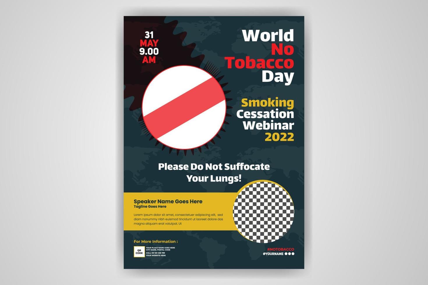 affiche de flyer de la journée mondiale sans tabac mise en page de modèle non fumeur téléchargement gratuit vecteur