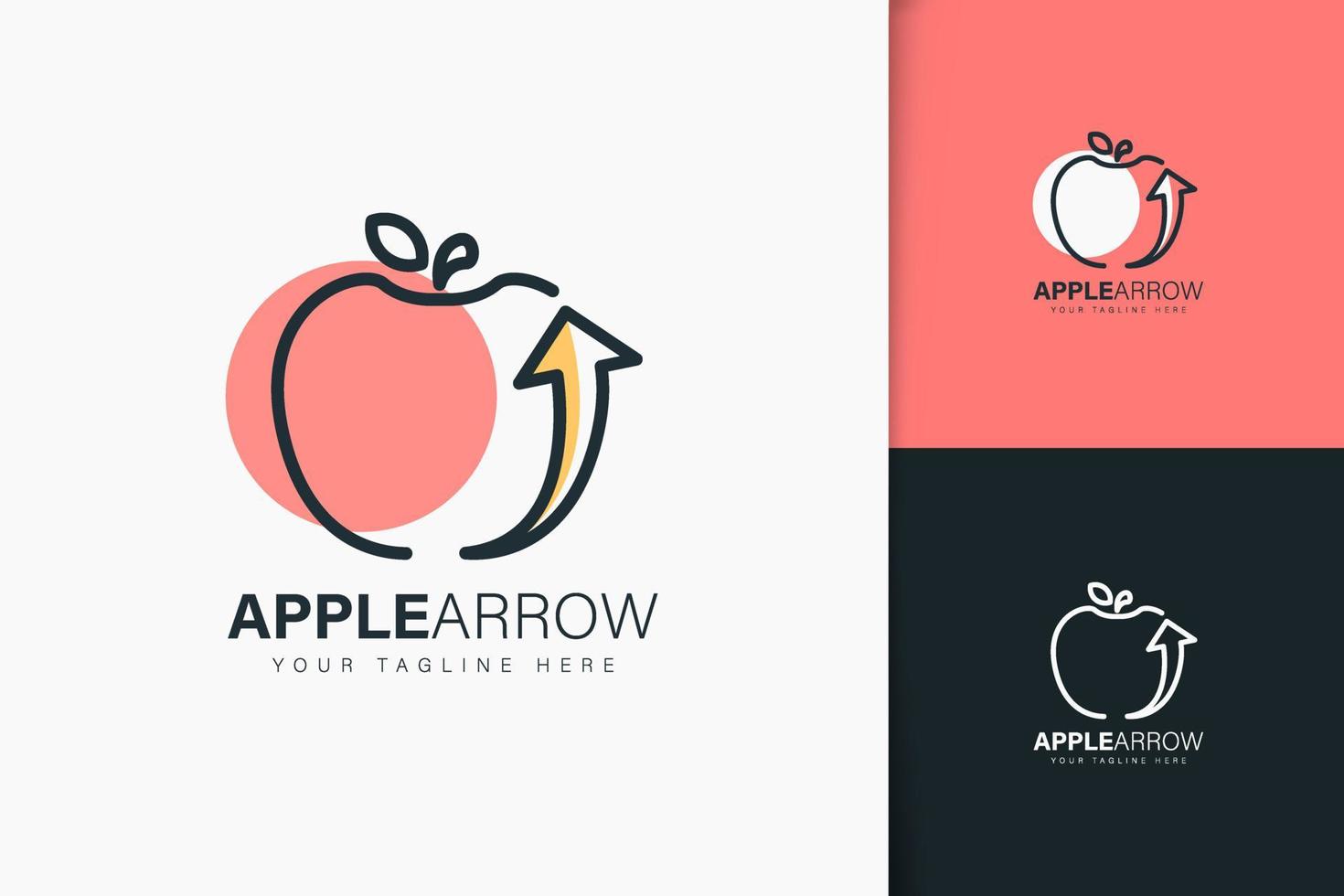 style linéaire de conception de logo de flèche de pomme vecteur