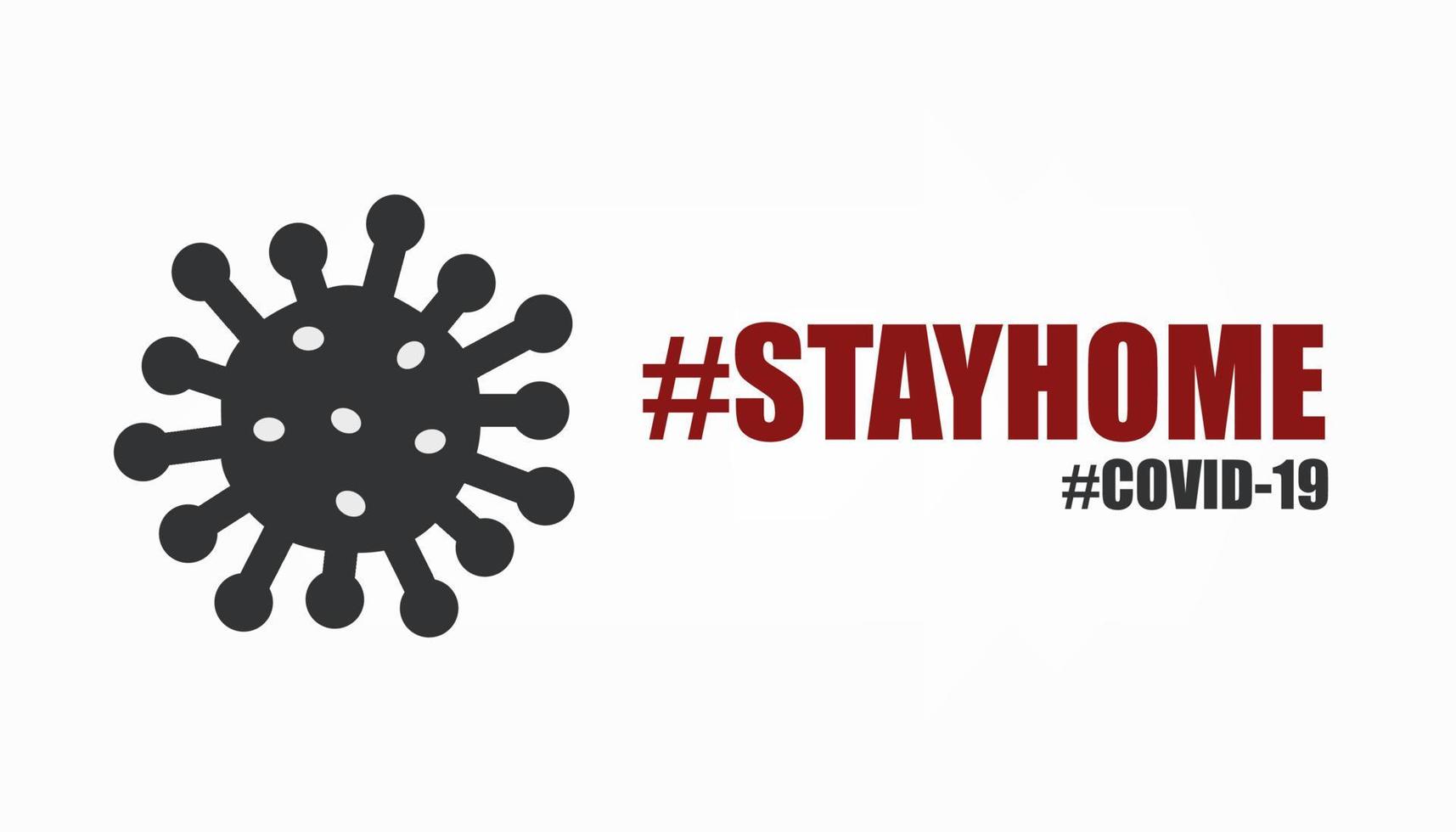 concept d'arrière-plan minimal de la campagne d'arrêt de la propagation du coronavirus en restant à la maison, restez en sécurité avec le hashtag. vecteur
