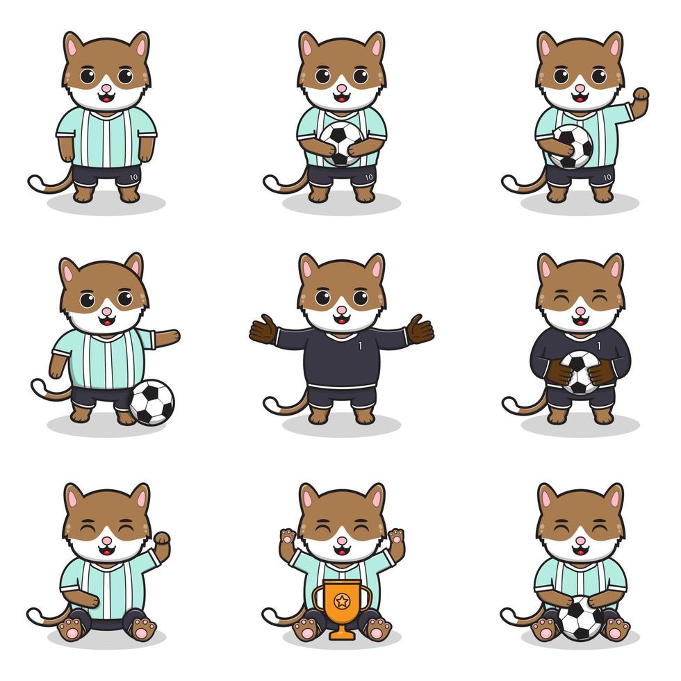 illustration vectorielle de personnages de chat jouant au football vecteur