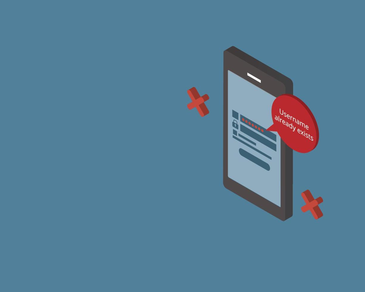 le nom d'utilisateur existe déjà ou est utilisé lorsque vous essayez d'enregistrer un nouveau compte vecteur