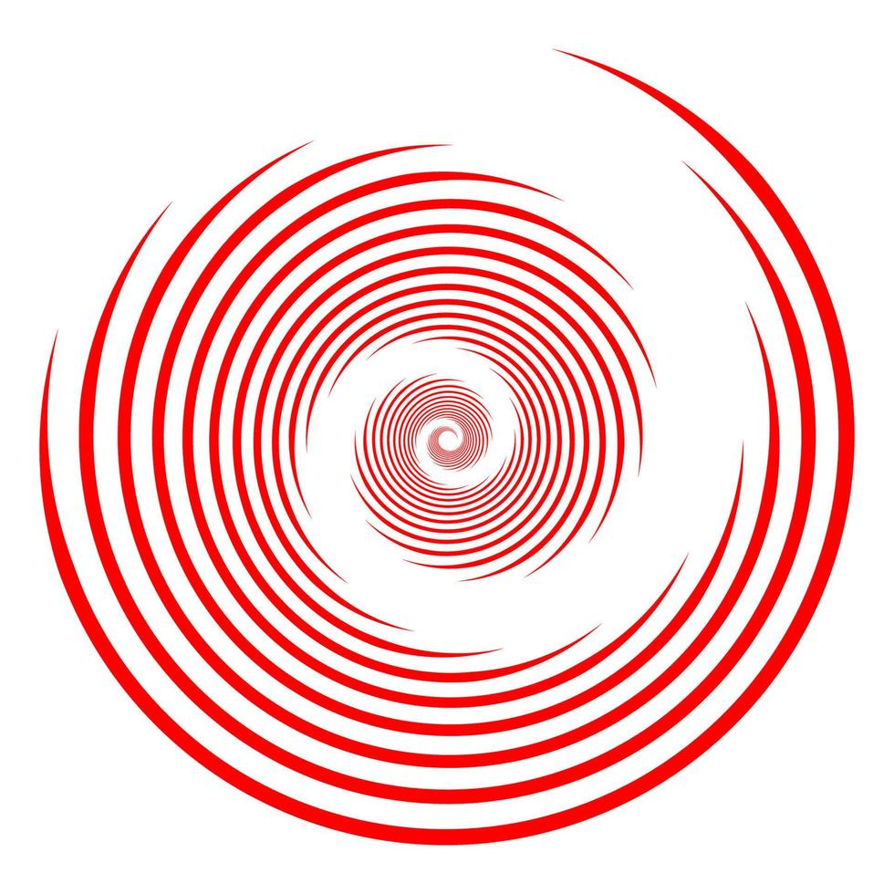 lignes de vitesse rouges en forme de cercle. vecteur d'illusion d'optique. élément de design tendance pour les cadres, le logo, le tatouage, les bannières, le web, les impressions, les affiches, les modèles, les motifs et les arrière-plans abstraits. arts optiques.