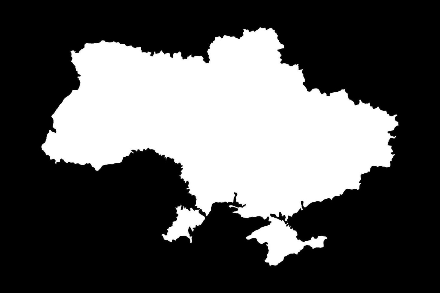 silhouette de la carte du pays de l'ukraine. pays européens. le territoire ukrainien borde la crimée. vecteur