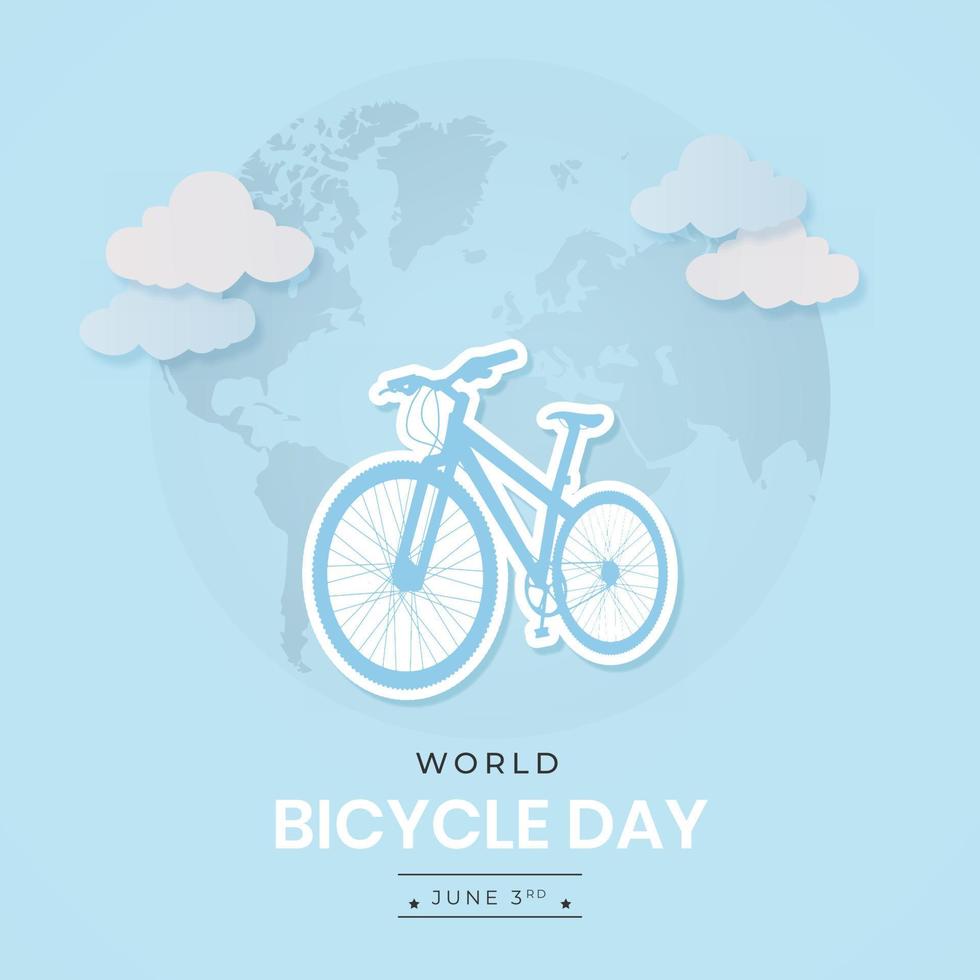 bonne journée mondiale du vélo 3 mars illustration avec silhouette de vélo sur fond isolé vecteur