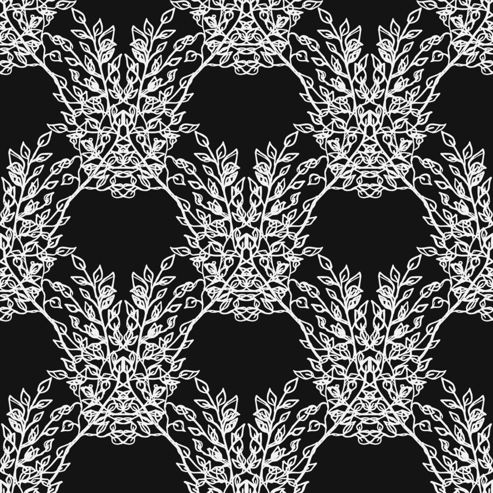 fond d'écran floral sans soudure. vecteur de doodle avec ornement floral noir et blanc. décor floral d'époque