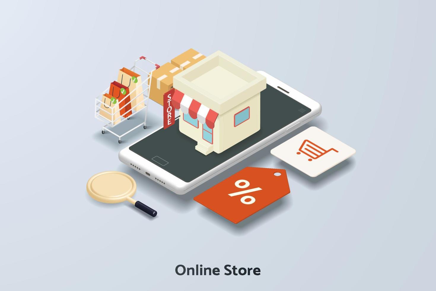 commerce de magasin en ligne achats en ligne via les smartphones vecteur