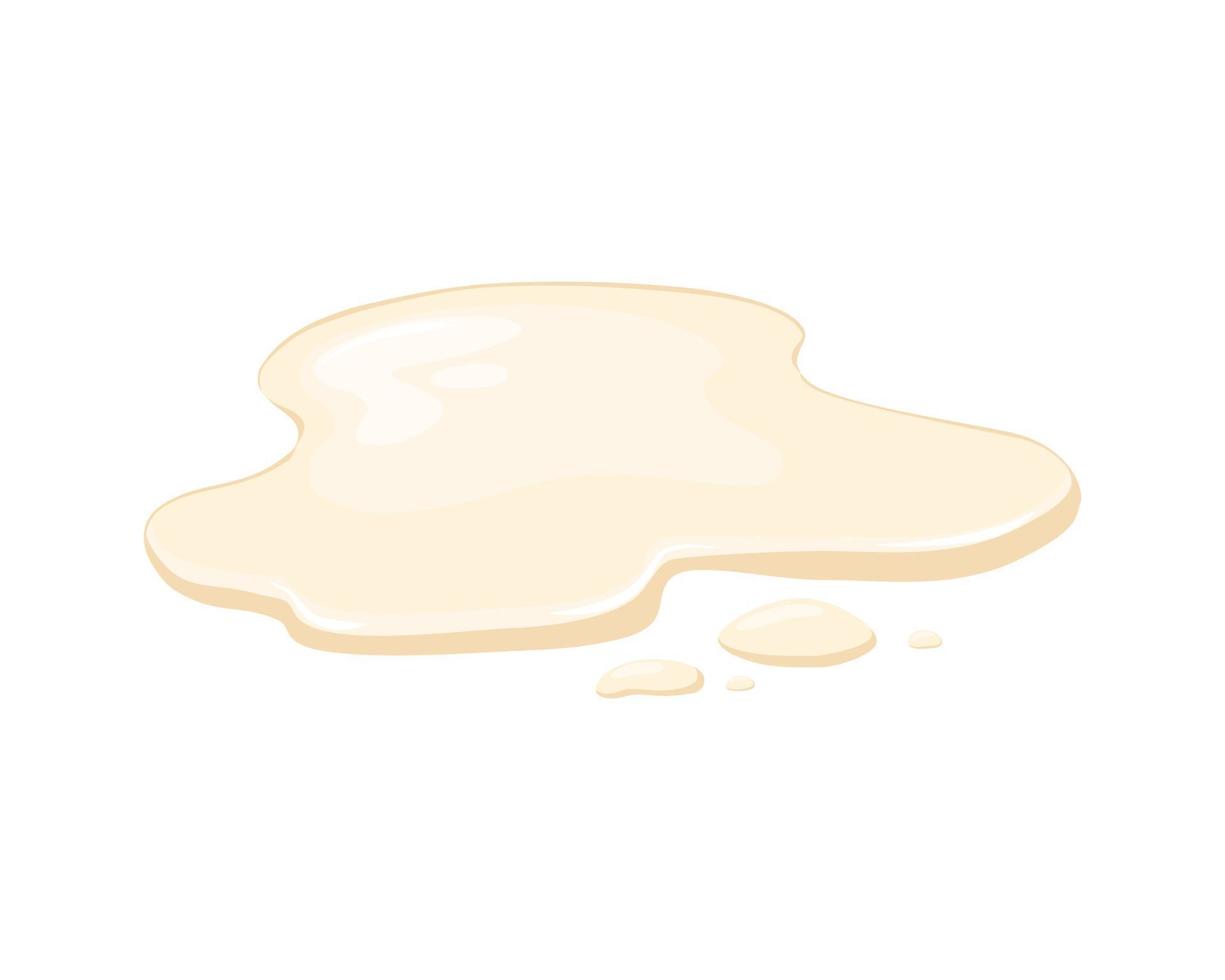 renverser de la mayonnaise, de la sauce. flaque de liquide beige. illustration de dessin animé de vecteur sur fond blanc