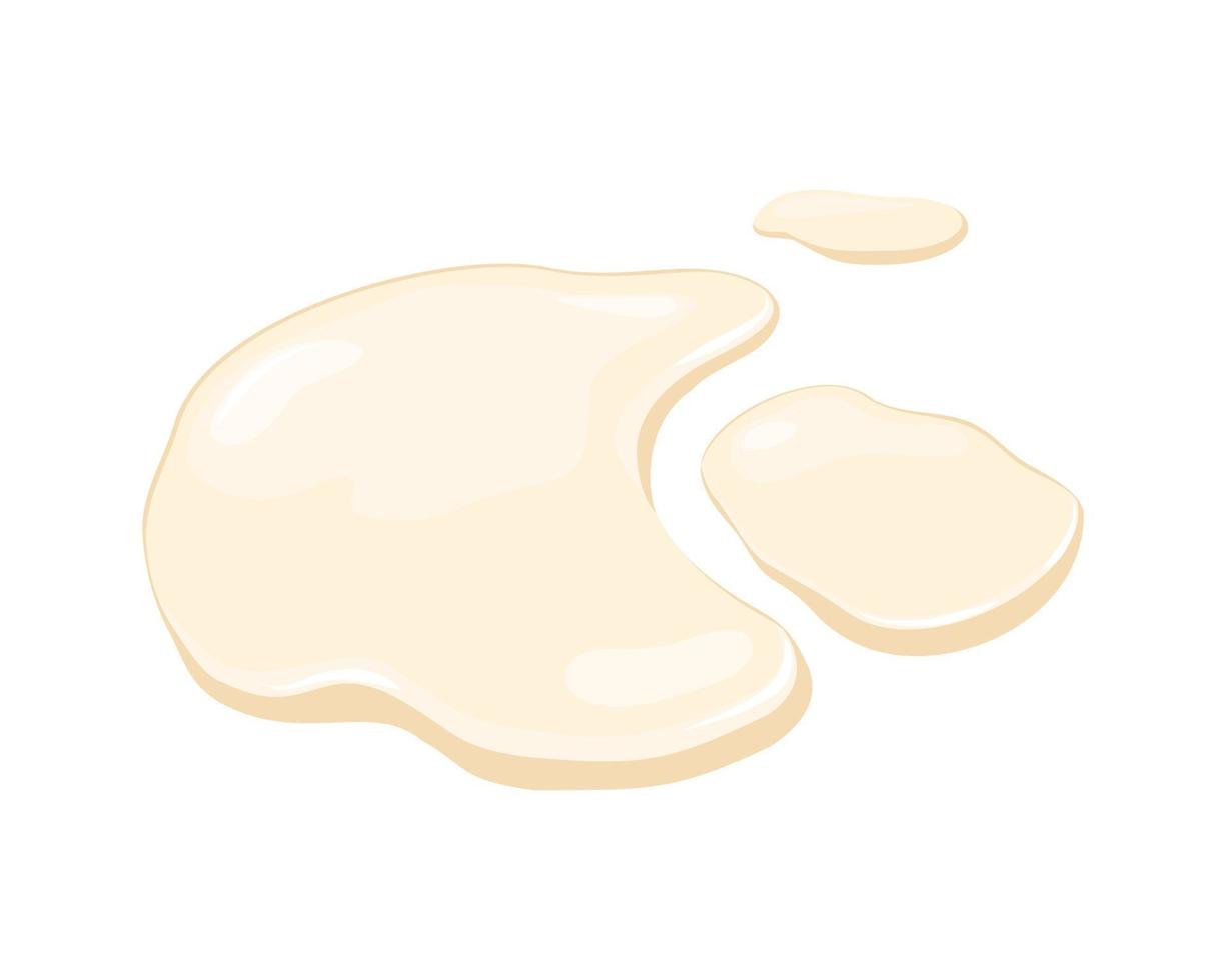 renverser de la mayonnaise, de la sauce. flaque de liquide beige. illustration de dessin animé de vecteur sur fond blanc