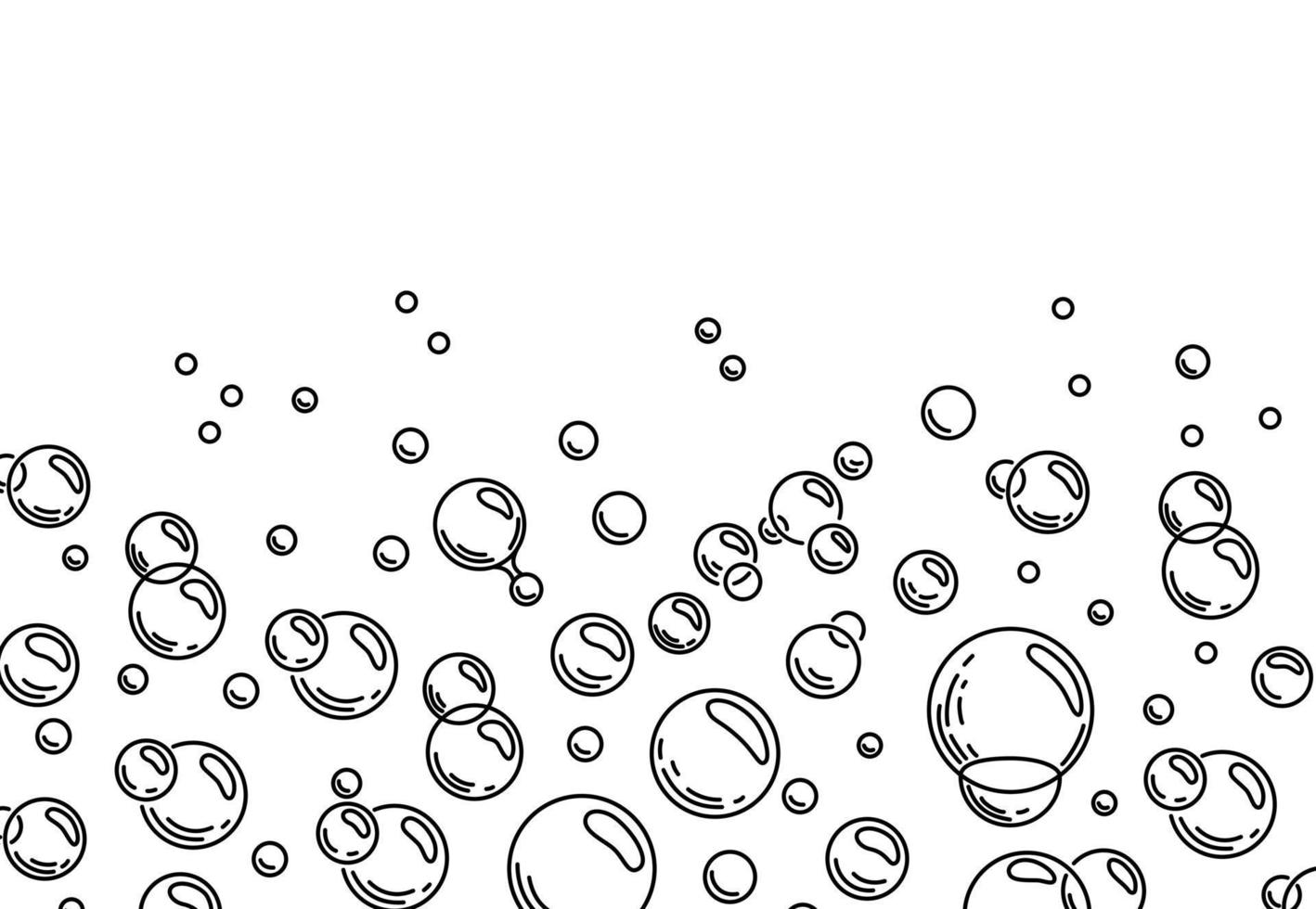 bulles de boisson gazeuse, médecine, oxygène, eau. bulles de savon. contour. illustration vectorielle fond isolé vecteur