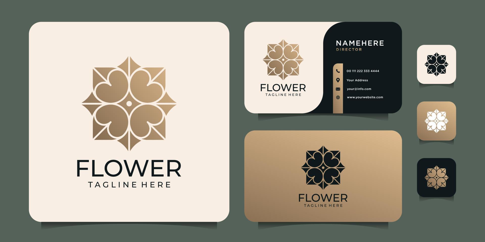 concept de conception de vecteur de logo de fleur dessinée à la main féminine