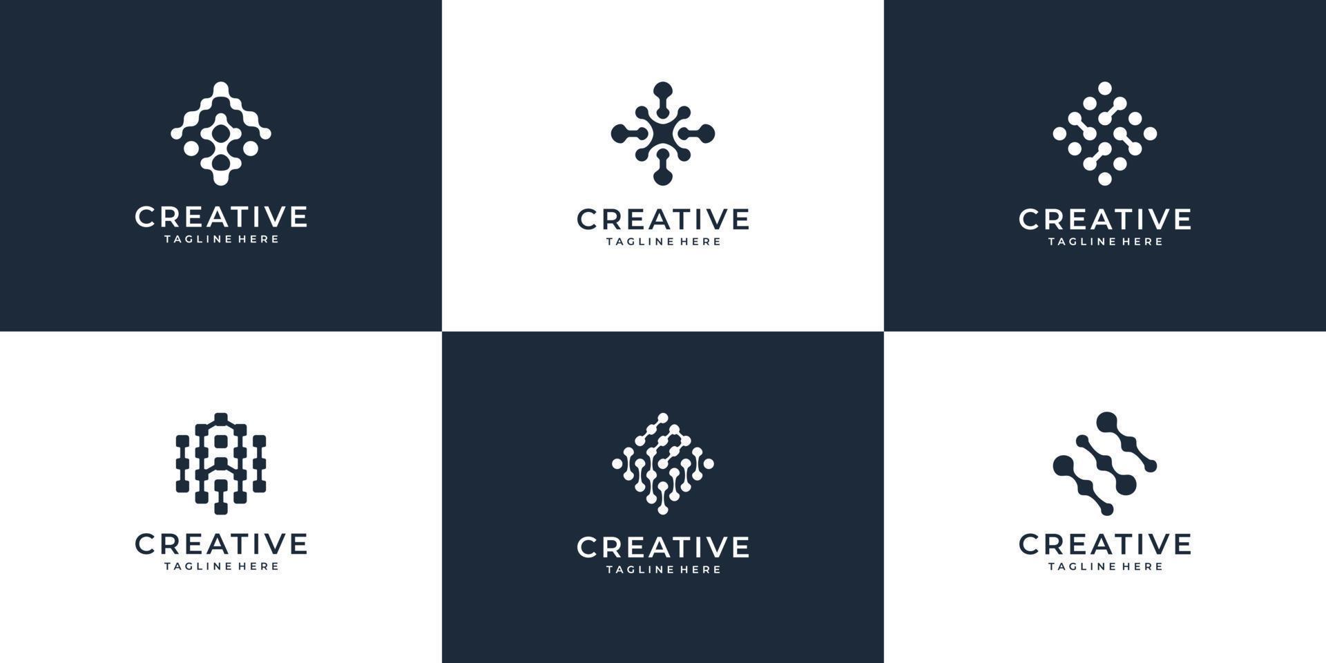 ensemble de connexion internet créative concept de design vectoriel logo géométrique moderne