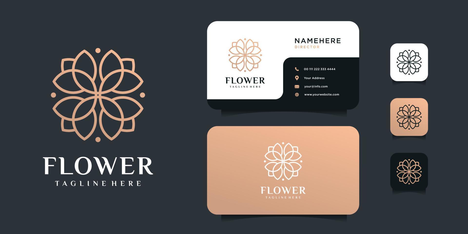 création de logo de fleur minimaliste féminin avec modèle de vecteur de carte de visite