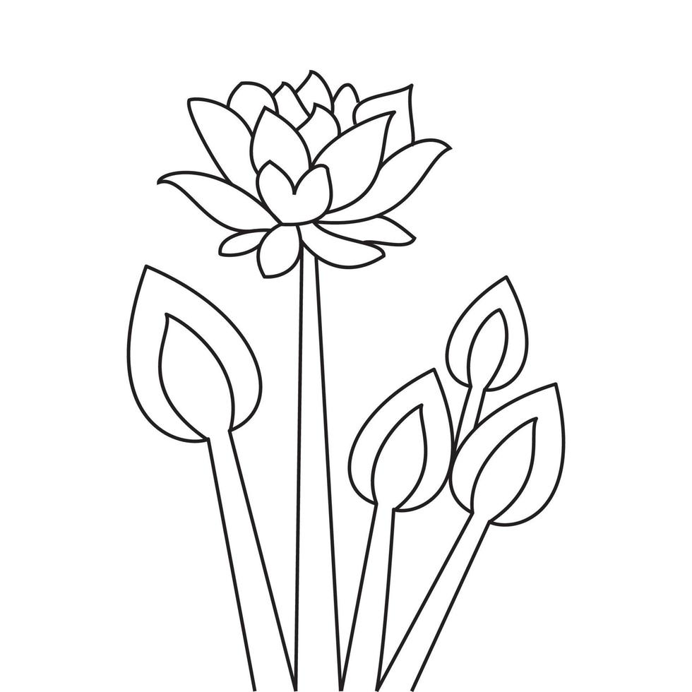 fleur de lotus coloriage page dessin au trait élément contour illustration pour les enfants vecteur