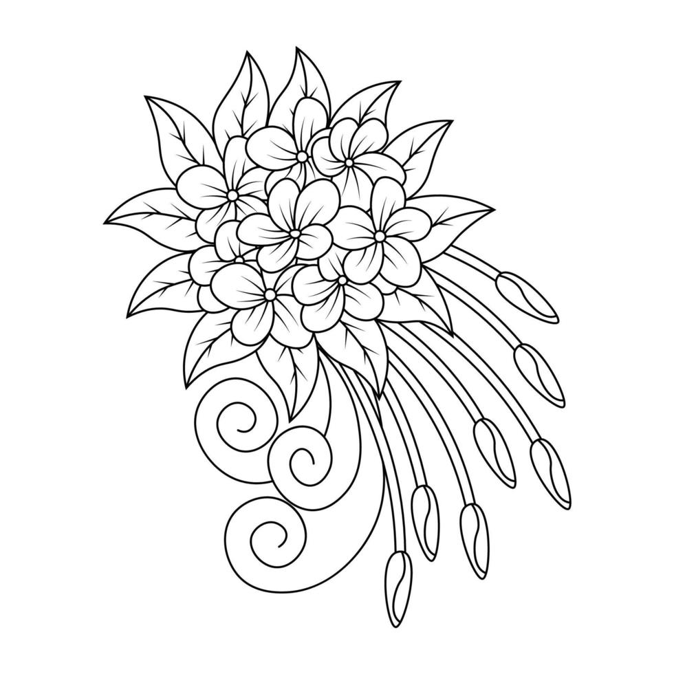 fleur rafraîchissante enfant livre de coloriage page graphique avec bouquet dessin au trait vecteur