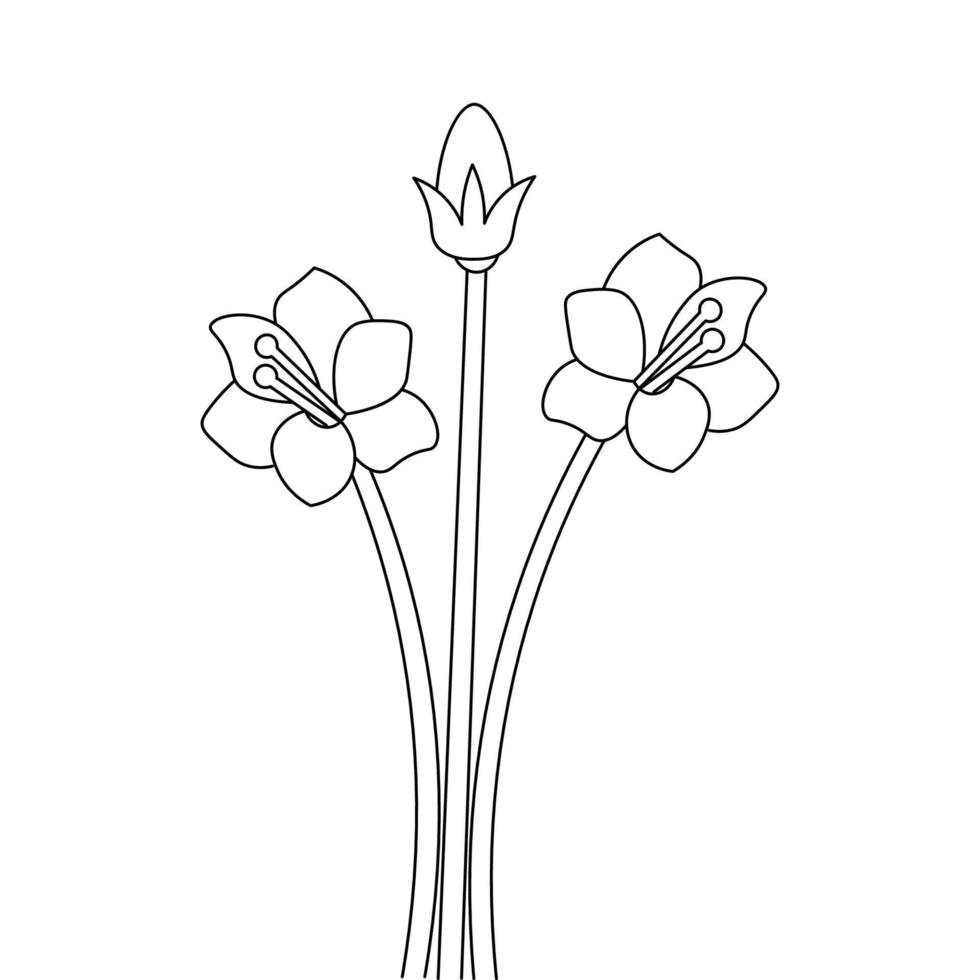 conception de page de livre de coloriage fleur épanouie de bouquet de dessin d'art en ligne noir et blanc vecteur