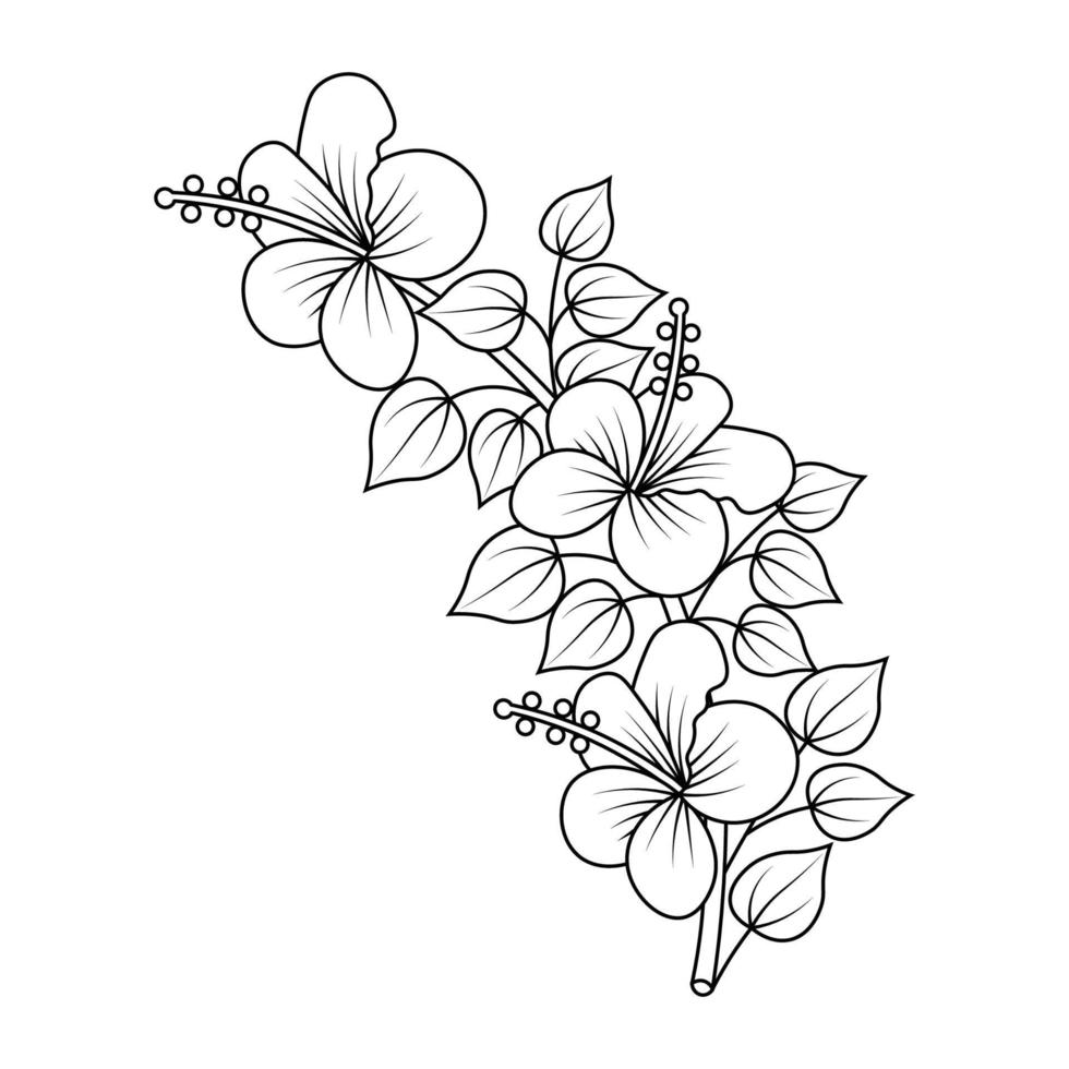 fleur rafraîchissante enfant livre de coloriage page graphique avec bouquet dessin au trait vecteur