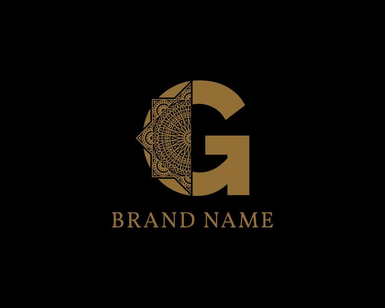 lettre g mandala logotype décoratif vintage royal vecteur