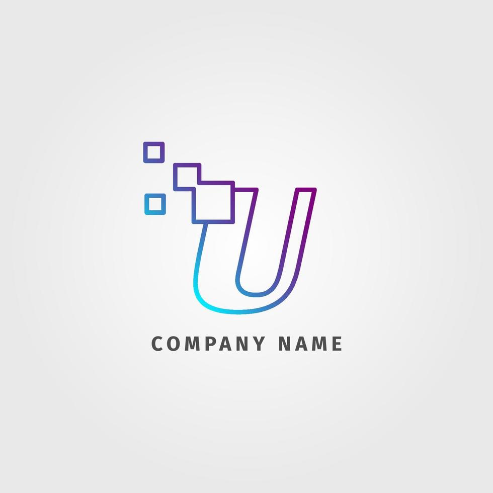 logotype à la mode lettre u pixel décoration pour entreprise de services numériques vecteur