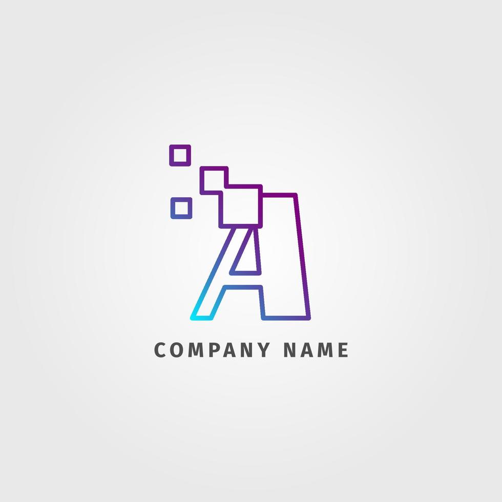 lettre de logotype à la mode une décoration de pixel pour une société de services numériques vecteur