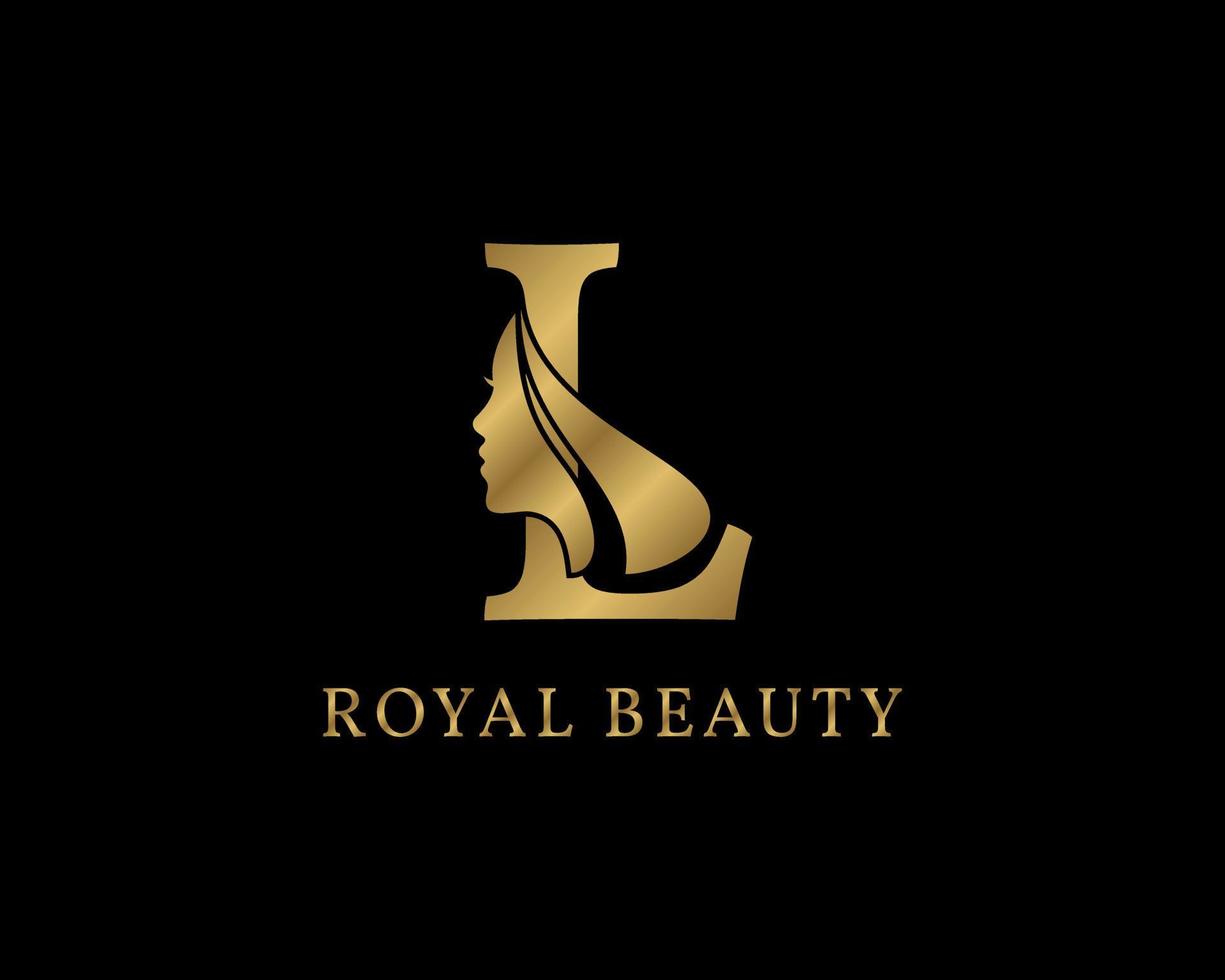 décoration luxueuse de visage de beauté de lettre l pour le logo de soins de beauté, l'image de marque personnelle, le maquilleur ou toute autre marque et société royale vecteur