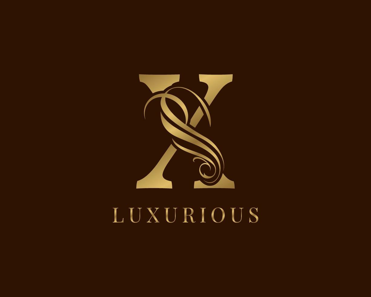 lettre x vintage swirl logo alphabétique royal vecteur