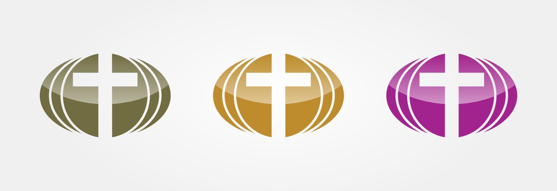 Symbole religieux 3 couleurs métallisées. chrétien, catholique. foi, logo vectoriel d'alliance de prière