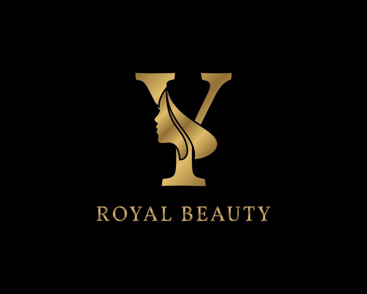 décoration luxueuse de visage de beauté de lettre y pour le logo de soins de beauté, l'image de marque personnelle, le maquilleur ou toute autre marque et société royale vecteur