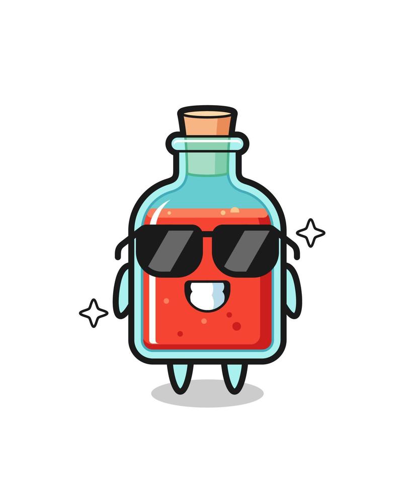 mascotte de dessin animé de bouteille de poison carrée avec un geste cool vecteur