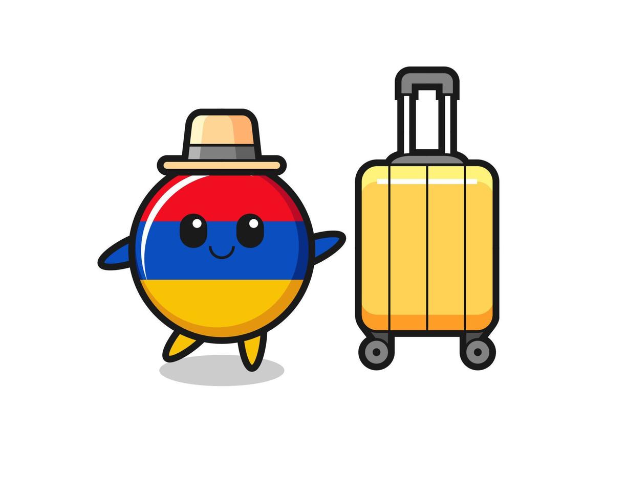 illustration de dessin animé drapeau arménie avec bagages en vacances vecteur