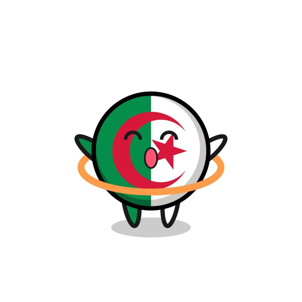 dessin animé mignon drapeau algérie joue hula hoop vecteur