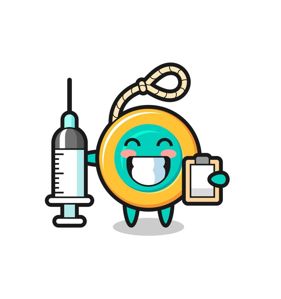 mascotte illustration de yoyo en tant que médecin vecteur