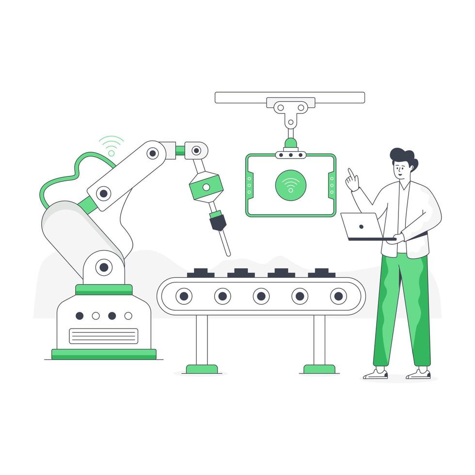 emballage de robot, illustration plate de l'automatisation de l'industrie vecteur