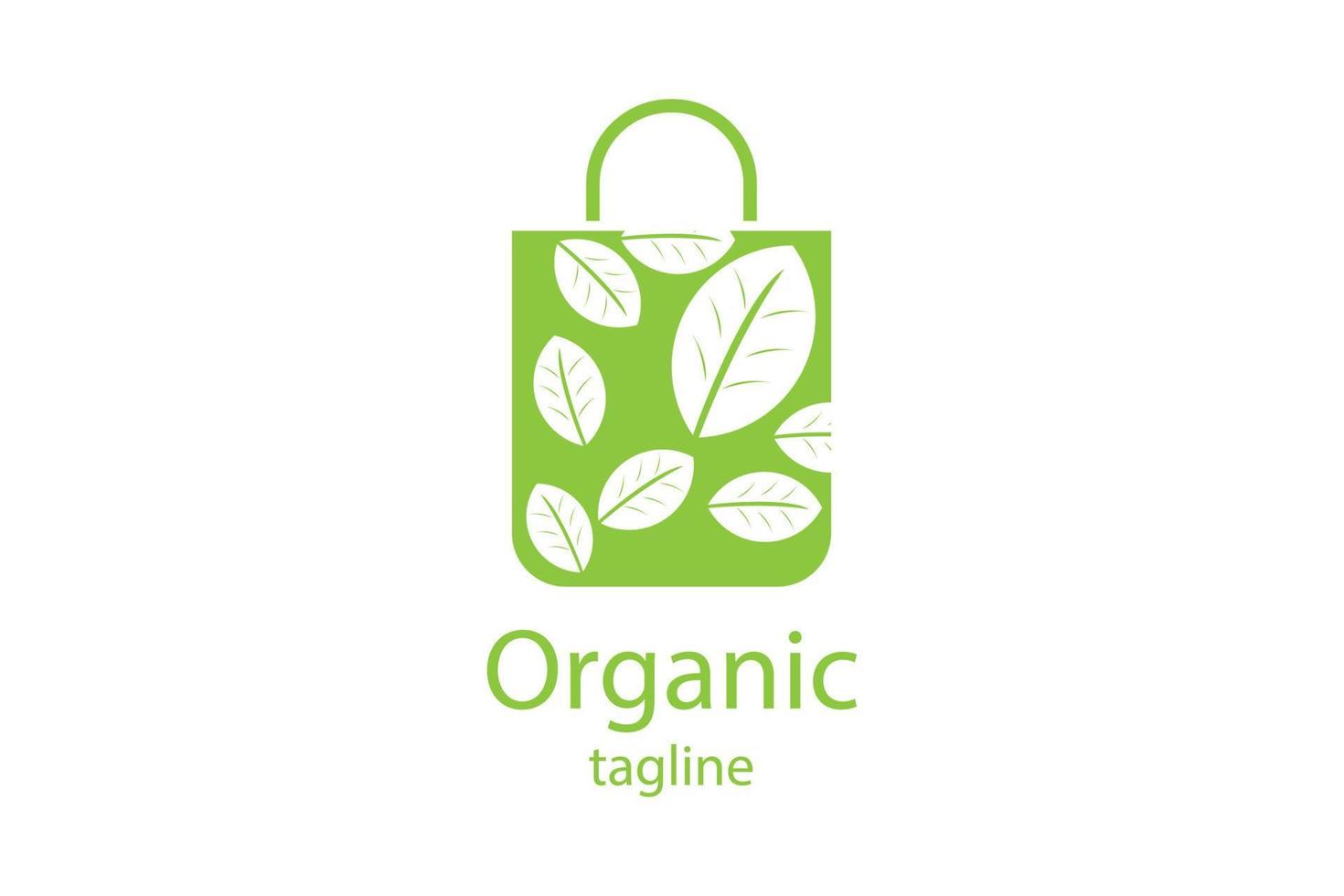 icône du logo du sac à provisions bio vecteur