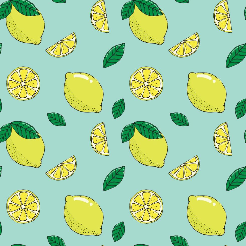 fond d'illustration de fruits de modèle sans couture de citron de vecteur. vecteur