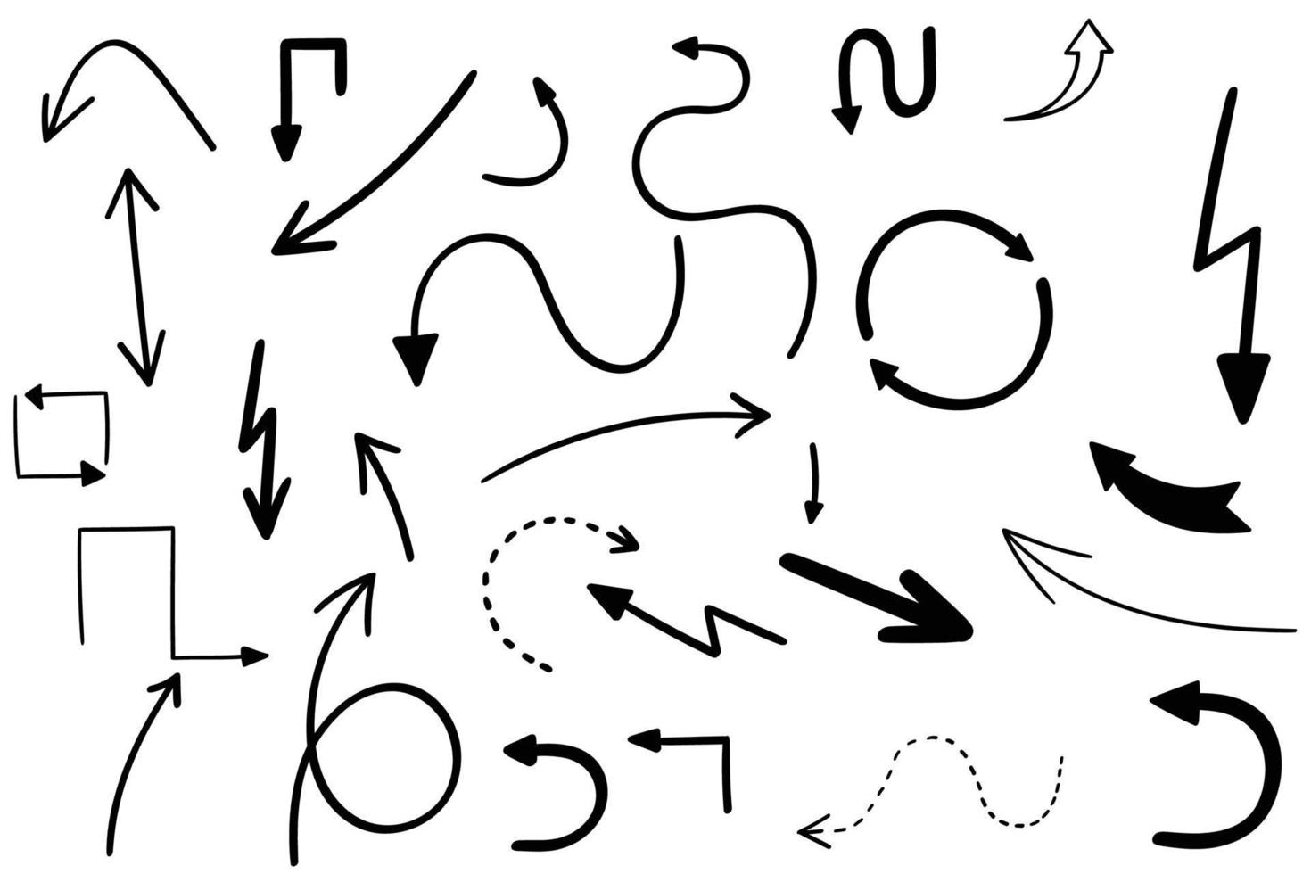 ensemble de vecteurs icône de marque arrown dessinée à la main. vecteur