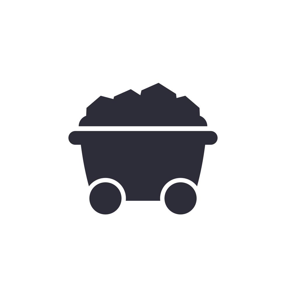 icône de minecart, wagon de mine avec du charbon vecteur