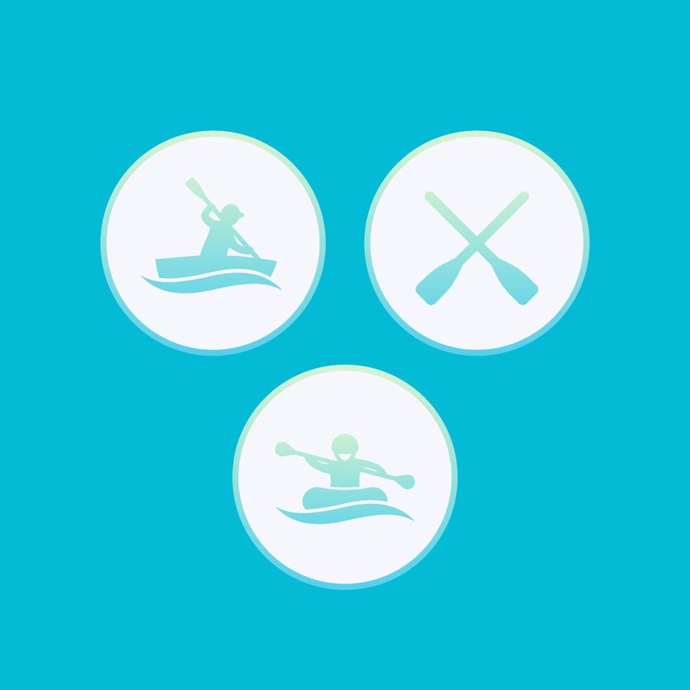 aviron, kayak, rafting, canoë, icônes d'avirons, pictogrammes à la mode avec dégradé, illustration vectorielle vecteur