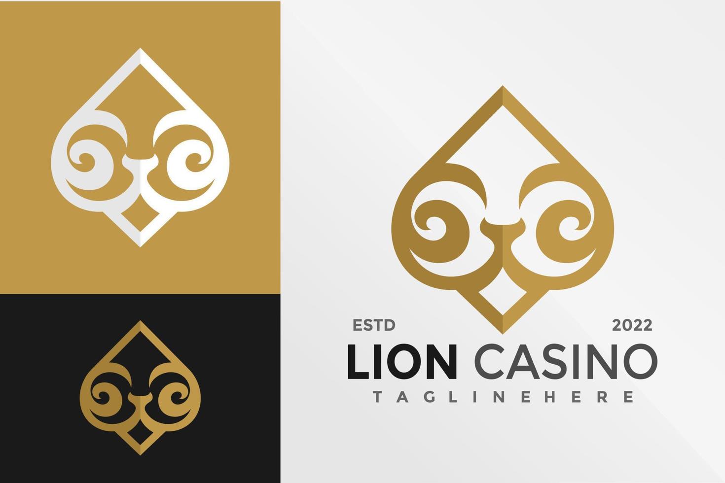 modèle d'illustration vectorielle de conception de logo de casino ace lion vecteur