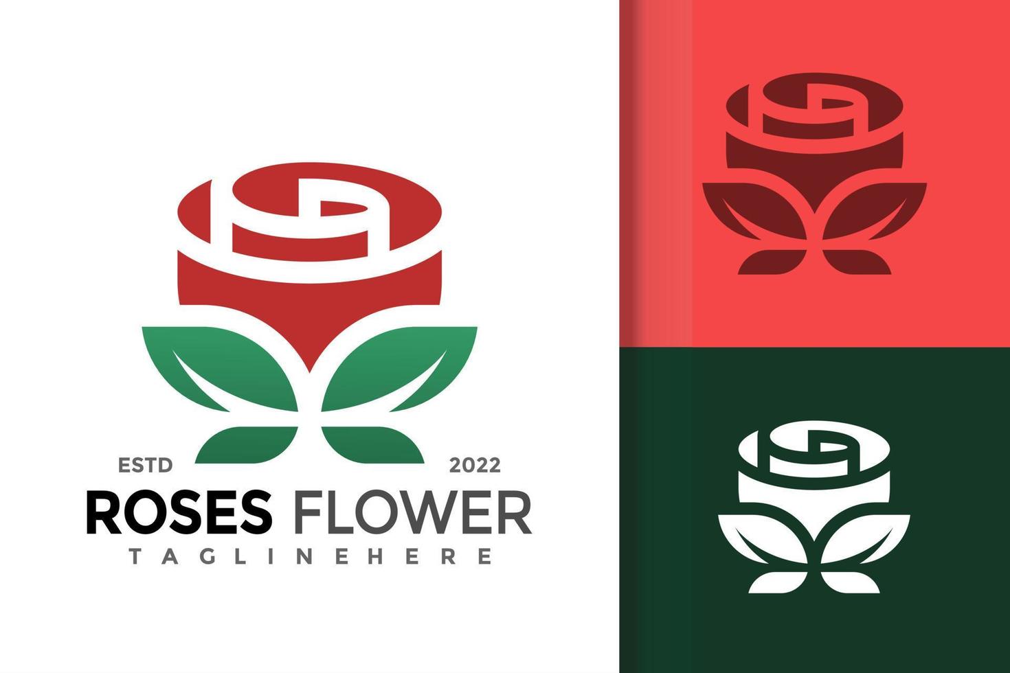 modèle de vecteur de conception de logo fleur rose rouge