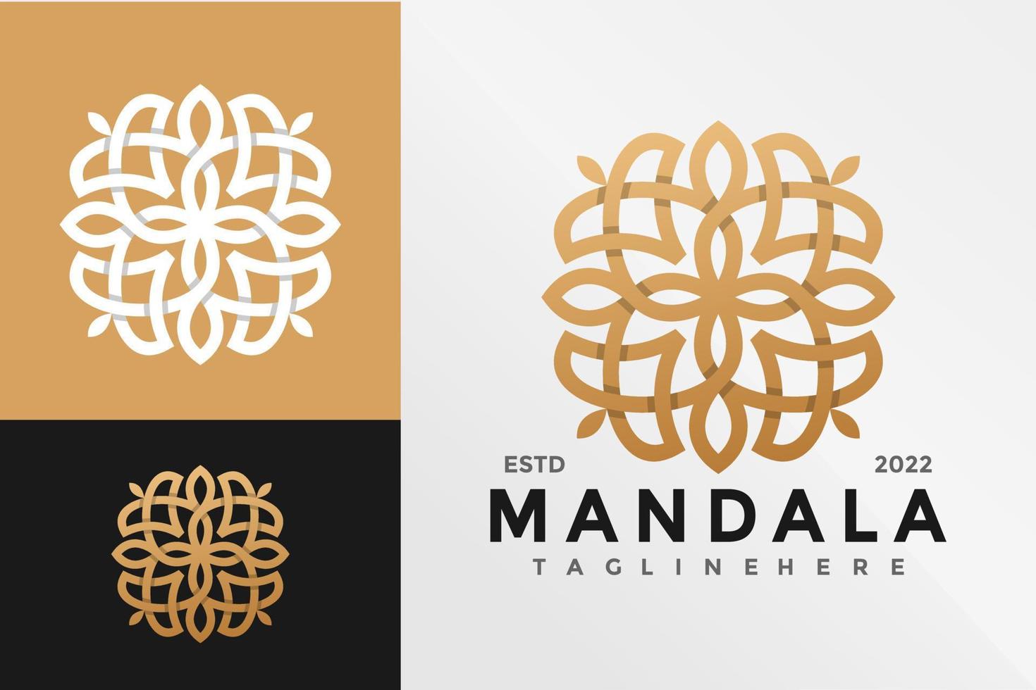 modèle d'illustration vectorielle de conception de logo de fleur de mandala doré vecteur