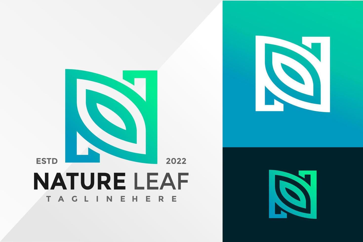 lettre n nature feuille création de logo design modèle d'illustration vectorielle vecteur