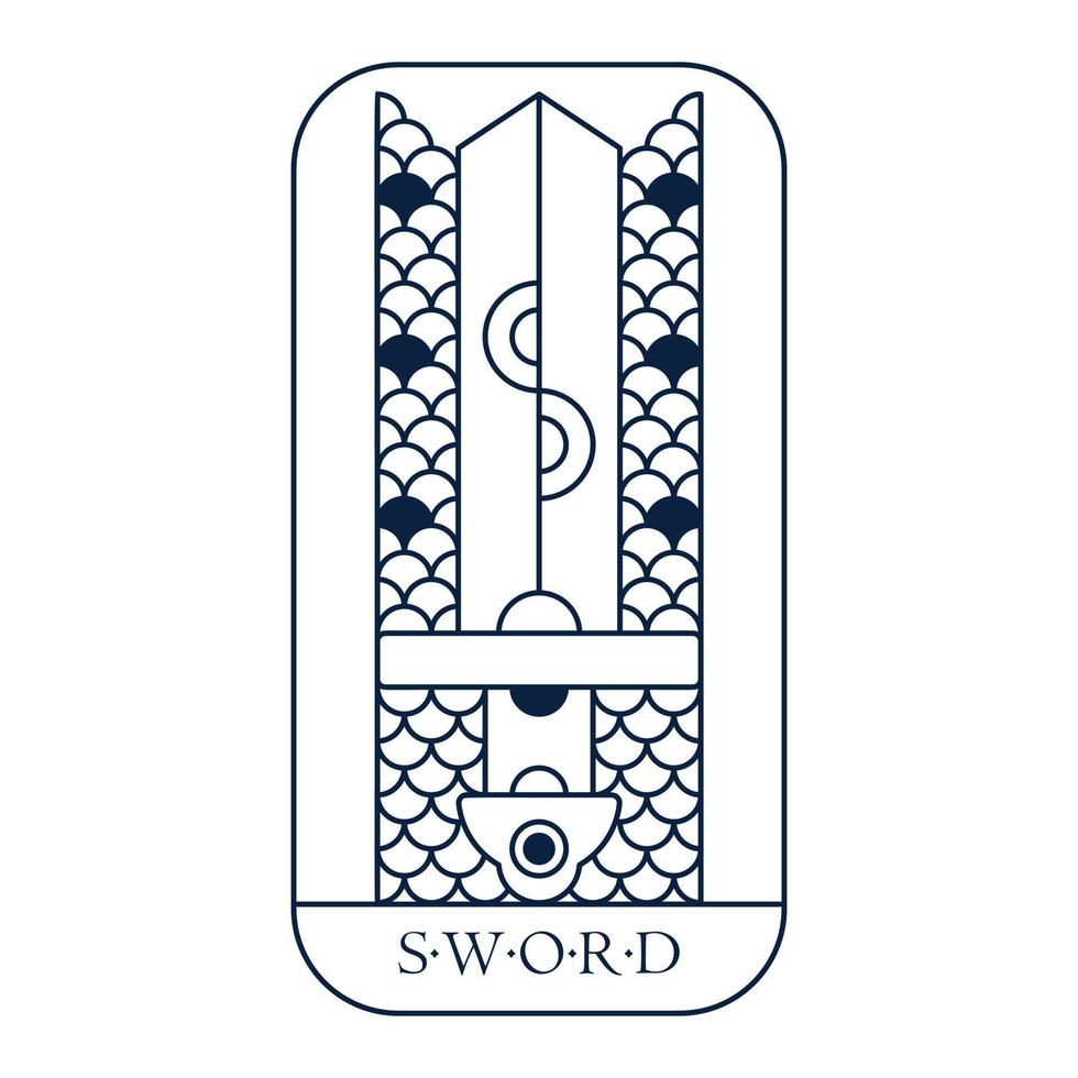 épée viking et cotte de mailles. emblème d'art de la ligne de bataille de fantasy nordique. vecteur