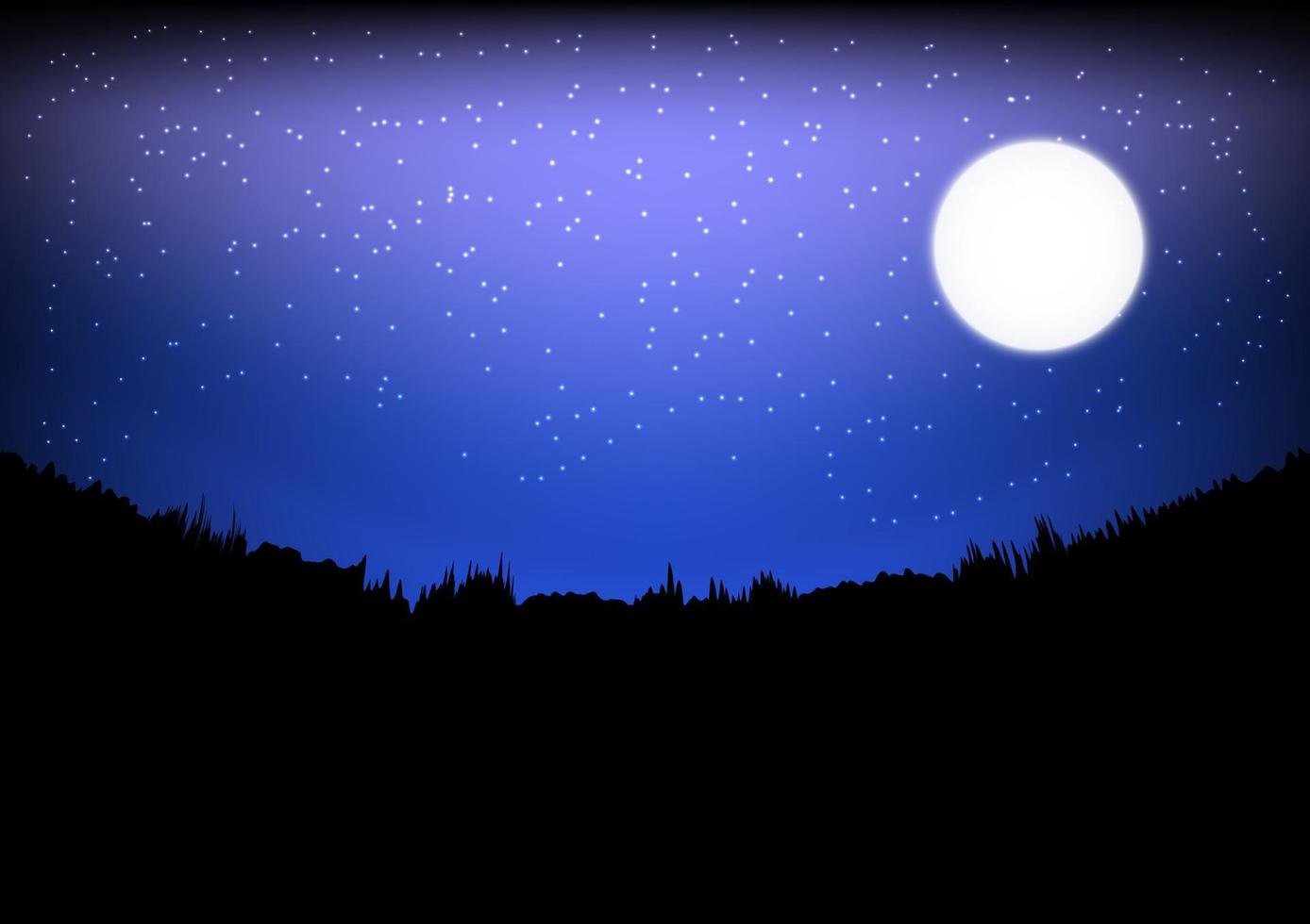 lune sur le ciel avec montagne la nuit conception graphique illustration vectorielle vecteur