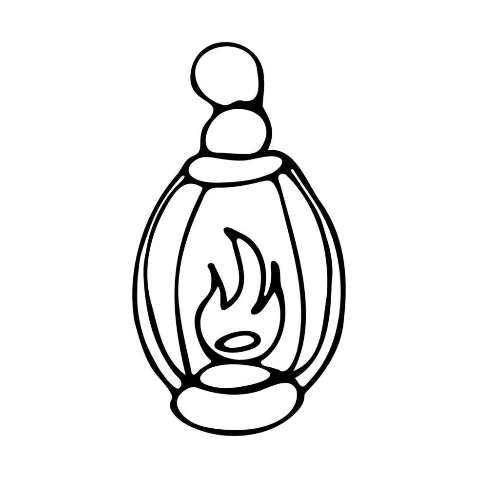 style doodle lanterne au kérosène. lanterne de camping dessinée à la main. conception de voyage concept.vector. éléments de conception de croquis de doodle. dessin au trait. vecteur