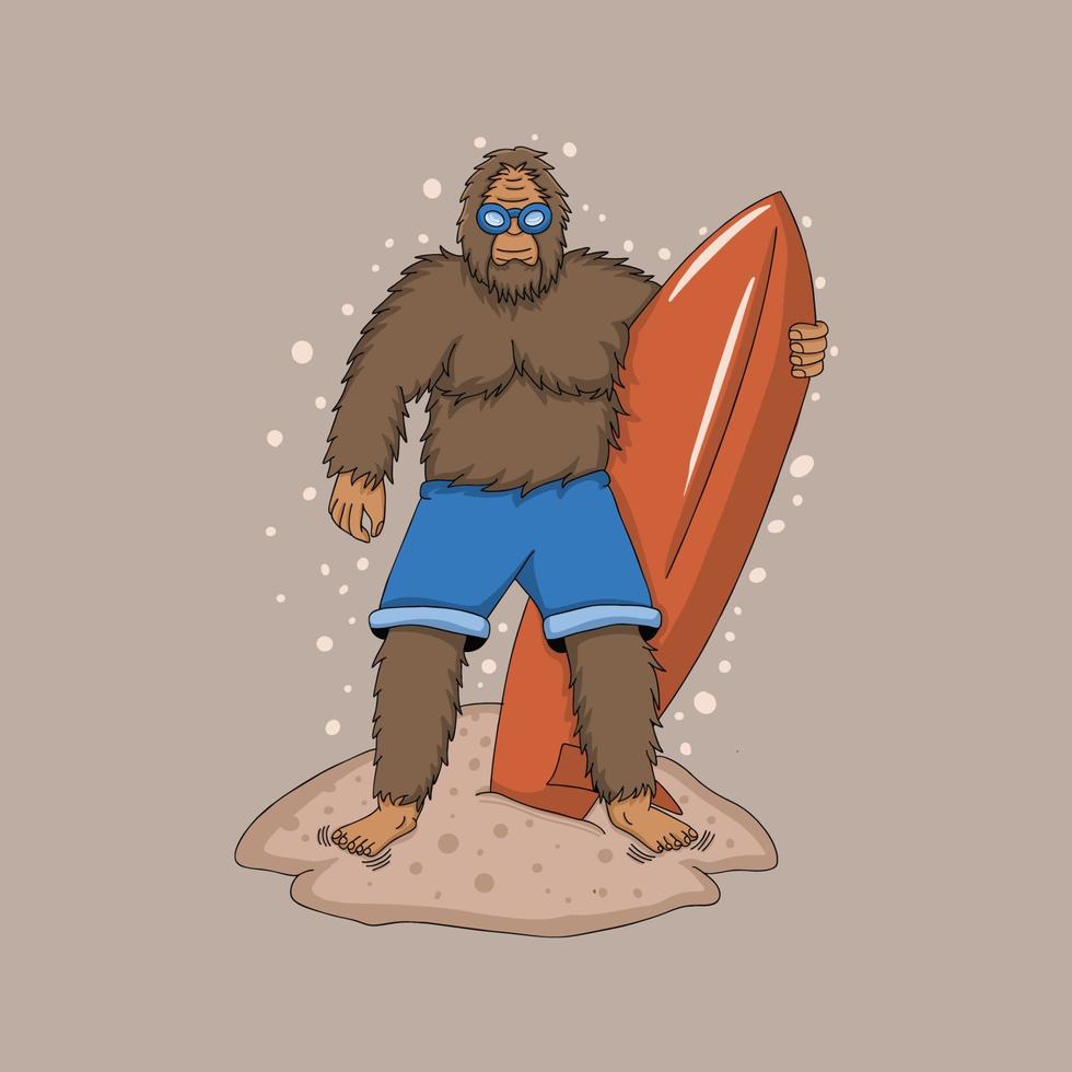 un singe cool va surfer vecteur