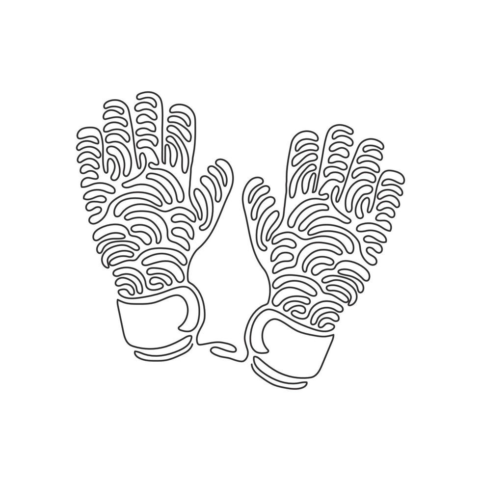 gants de gardien de but à dessin en ligne continue. gants de protection gardien de but. gants de gardien de but de football. sports de plein air. style de boucle de tourbillon. dynamique une ligne dessiner illustration vectorielle de conception graphique vecteur