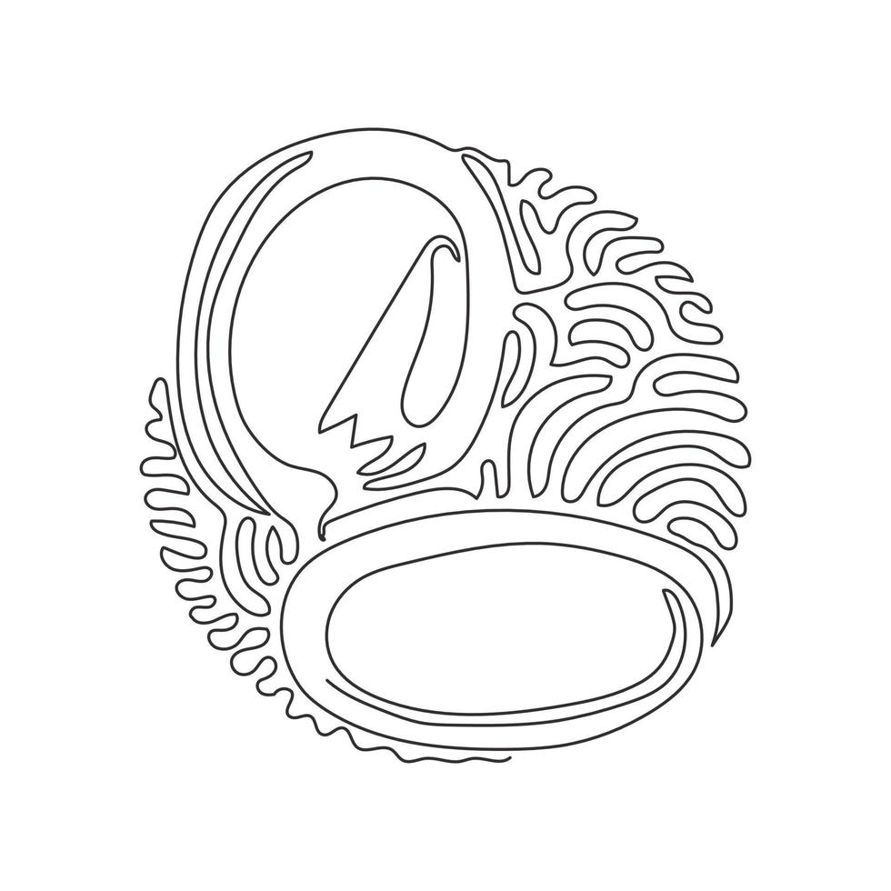 une ligne continue dessinant une boîte de bouffée de poudre de maquillage ouverte. icône de croquis de boîte de poudre compacte. symboles de signe de beauté et de maquillage. style de fond de cercle de curl tourbillonnant. graphique vectoriel de conception de dessin à une seule ligne