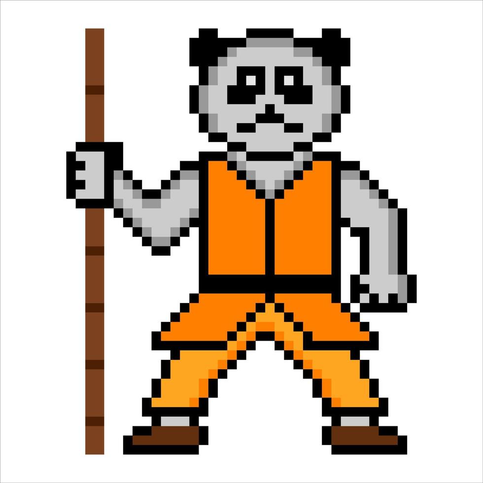 panda guerrier pixel art. illustration vectorielle. vecteur